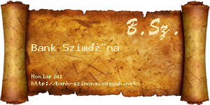 Bank Szimóna névjegykártya